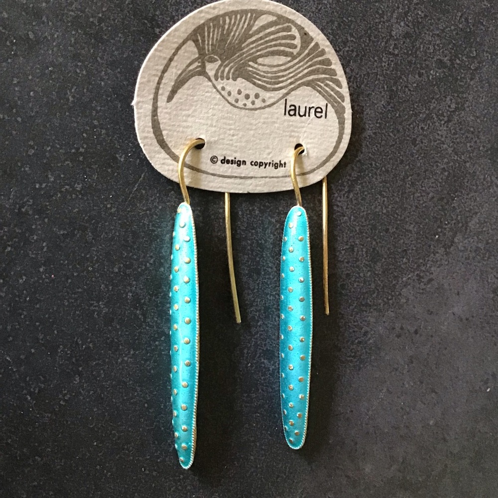 Handmade Gold and Sterling Blue Earrings